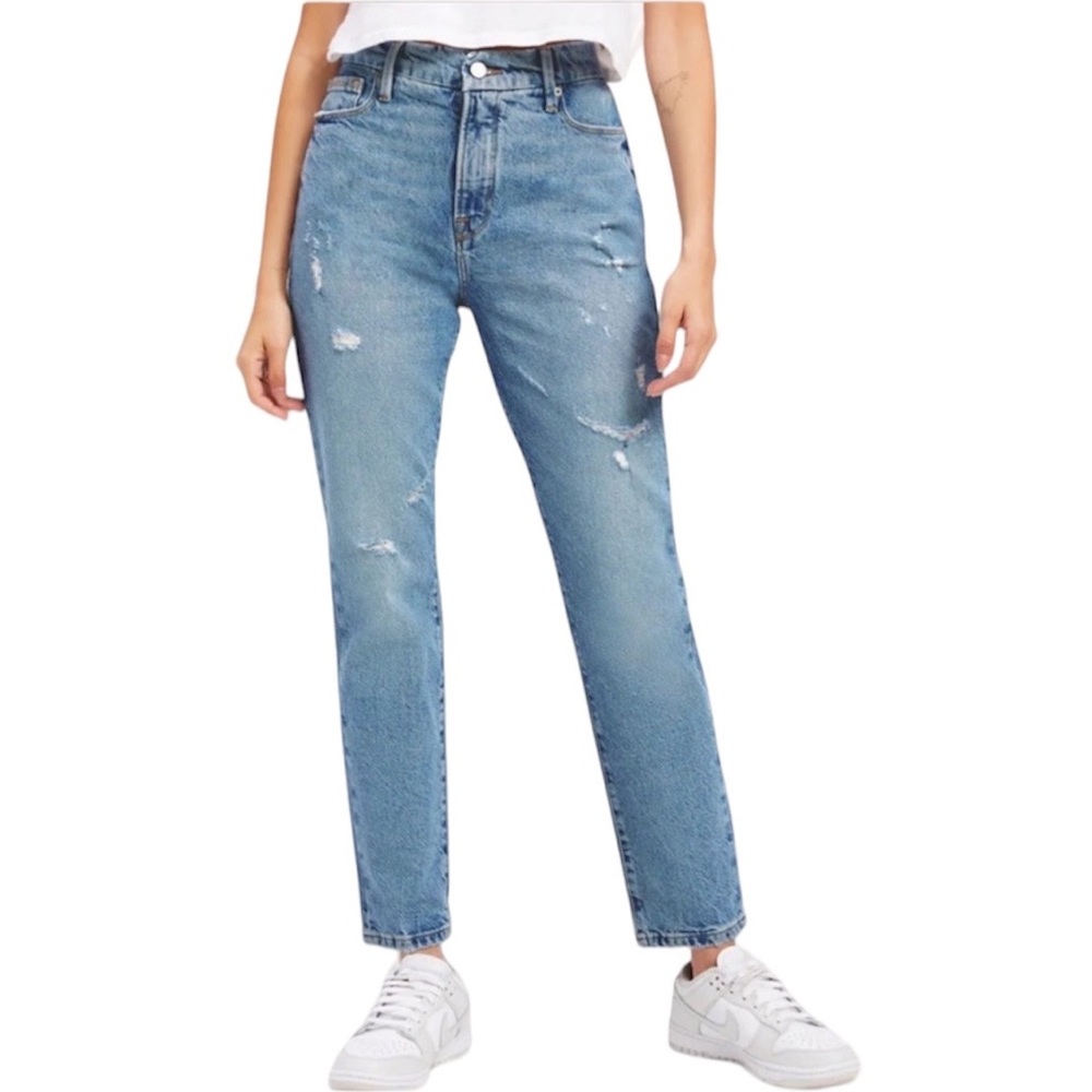 Good American Good Classic Distressed Straight Leg Jeans - Picture 7 of 7